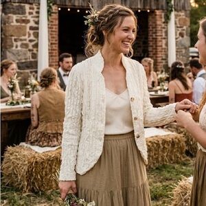 Sundance catalog Women's Cream Jacket with Button Detail size 6 petite